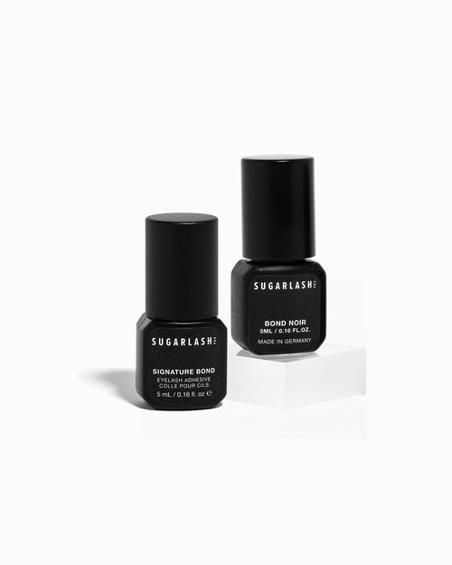 5ml bottle of signature eyelash extension glue and bond noir lash extension glue.